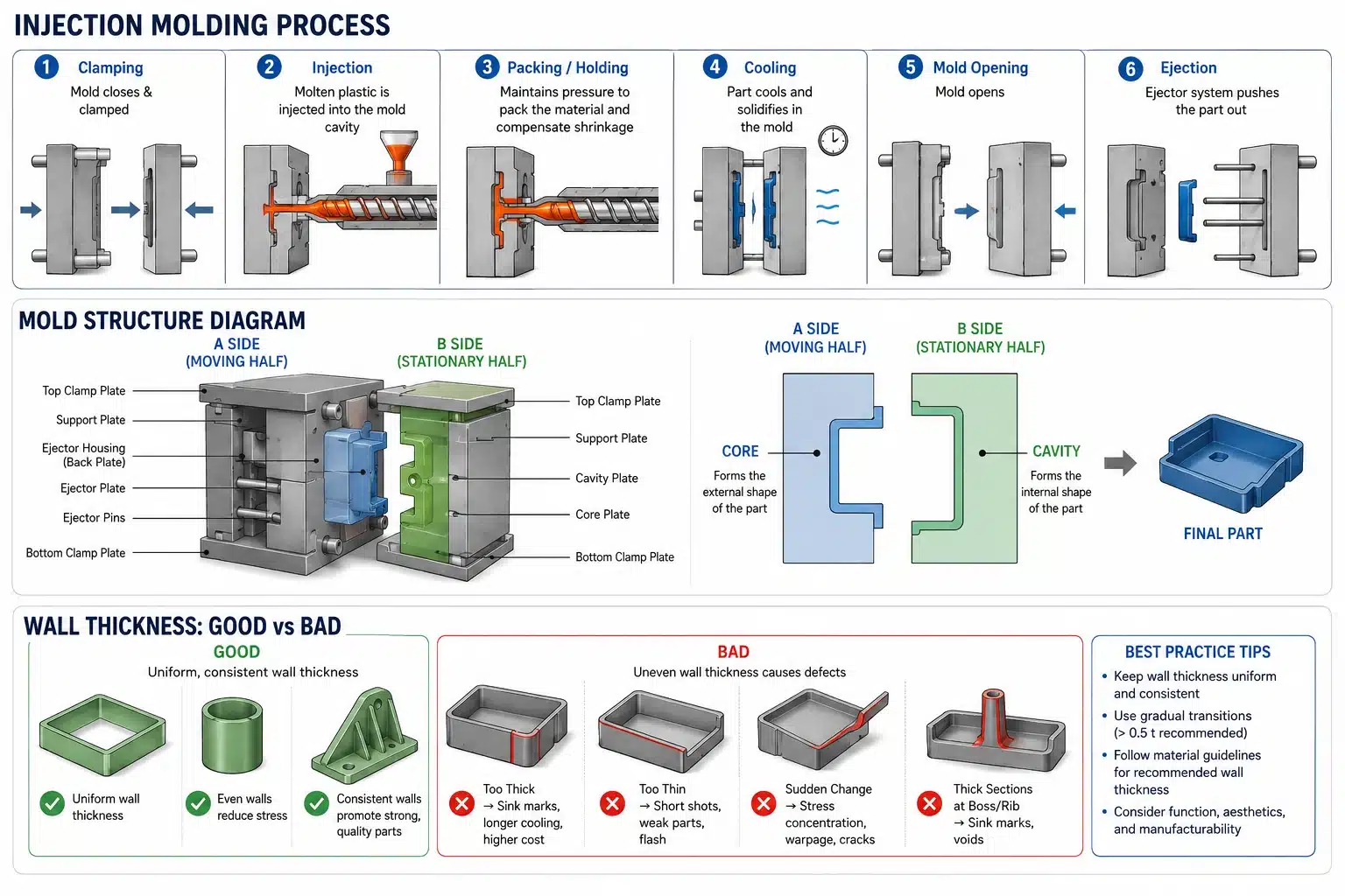 Injection molding process and mold structure